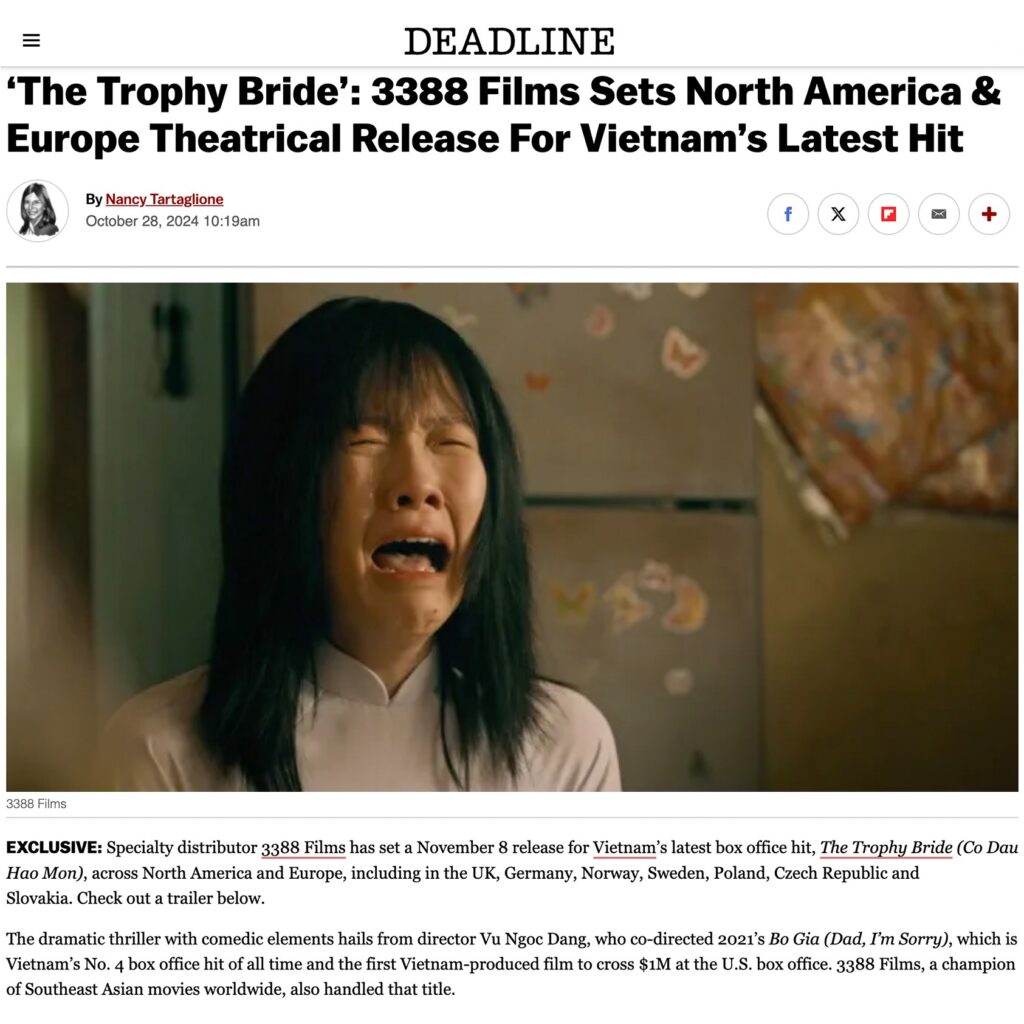 ‘The Trophy Bride’: 3388 Films Sets North America & Europe Theatrical Release For Vietnam’s Latest Hit